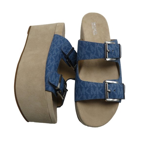 Michael Kors DELILAH Logo and Suede Platform Sanda - Picture 1 of 5
